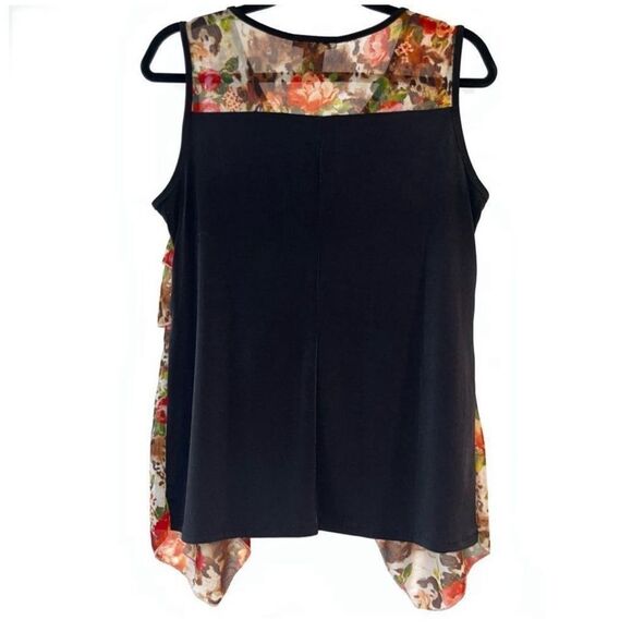 Susan Lawrence Floral Ruffle Sleeveless Blouse Sz M Women’s Animal Print - Picture 8 of 11